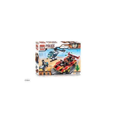 Enlighten 1914 Qman 1914 non  NGĂN CHẶN ĐUA XE BẰNG TRỰC THĂNG bộ đồ chơi xếp lắp ráp ghép mô hình Police POLICE BATTLE FORCE Cảnh Sát 405 khối