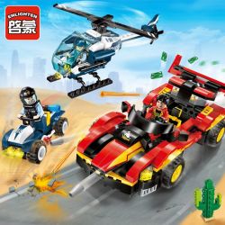 Enlighten 1914 Qman 1914 non  NGĂN CHẶN ĐUA XE BẰNG TRỰC THĂNG bộ đồ chơi xếp lắp ráp ghép mô hình Police POLICE BATTLE FORCE Cảnh Sát 405 khối