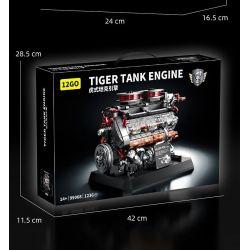 12GO 95008 Xếp hình lắp ráp ghép mô hình động cơ xe tăng hổ