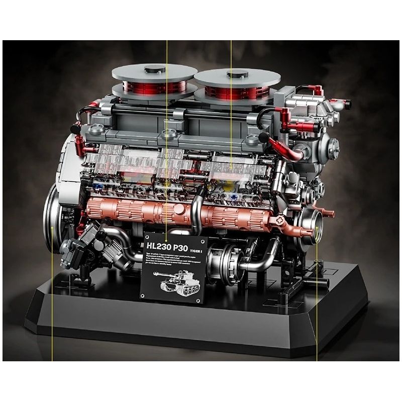 12GO 95008 Xếp hình lắp ráp ghép mô hình động cơ xe tăng hổ