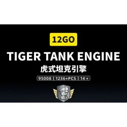 12GO 95008 Xếp hình lắp ráp ghép mô hình động cơ xe tăng hổ