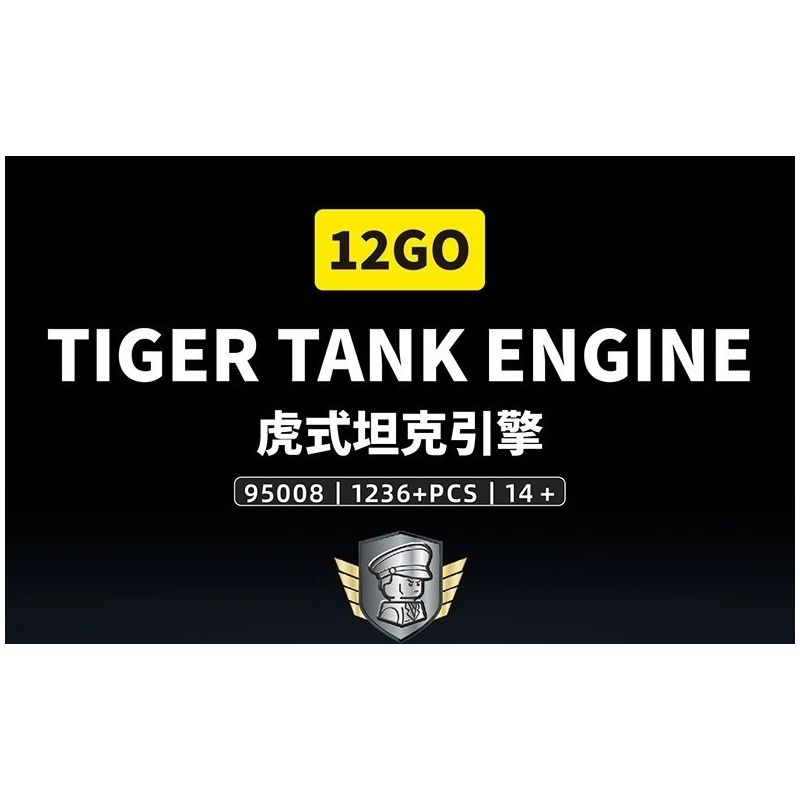 12GO 95008 Xếp hình lắp ráp ghép mô hình động cơ xe tăng hổ