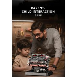 12GO 95008 Xếp hình lắp ráp ghép mô hình động cơ xe tăng hổ