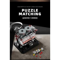 12GO 95008 Xếp hình lắp ráp ghép mô hình động cơ xe tăng hổ