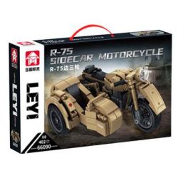 Le Yi 66090 R-75 Sidecar Motorcycle Xếp hình lắp ráp ghép mô hình Xe mô tô ba bánh R75