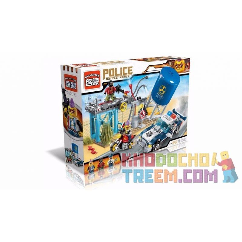 Enlighten 1913 Qman 1913 non  CẢNH SÁT ĐỌ SÚNG VỚI TOÁN CƯỚP bộ đồ chơi xếp lắp ráp ghép mô hình Police POLICE BATTLE FORCE 394 khối