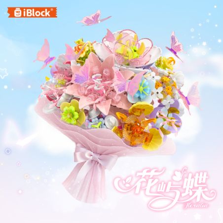 iBlock ib1082 Xếp hình lắp ráp ghép mô hình Bướm Huayu cầm hoa