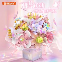 iBlock ib1082 Xếp hình lắp ráp ghép mô hình Bướm Huayu cầm hoa