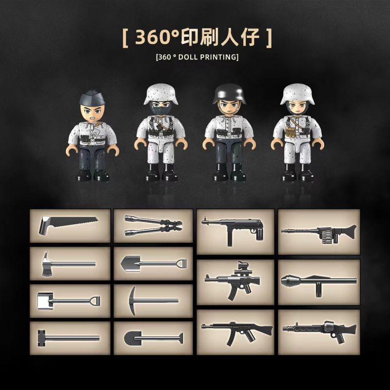 QUANGUAN 100319 Xếp hình lắp ráp ghép mô hình Sd.Kfz.251 22 Xe bọc thép nửa bánh 1:28