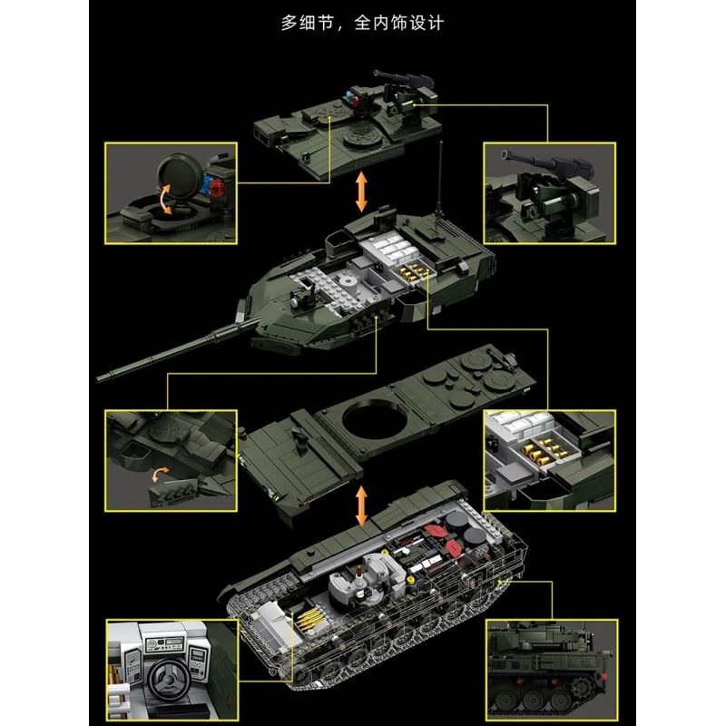 12GO 96012 Leopard 2A8 Xếp hình lắp ráp ghép mô hình Xe tăng chiến đấu chủ lực Leopard 2A8