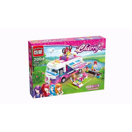 Enlighten 2004 Qman 2004 non  CUỘC DÃ NGOẠI BẰNG XE BUÝT bộ đồ chơi xếp lắp ráp ghép mô hình  CHERRY OUTING TRIP BUS Các Bạn Gái 319 khối