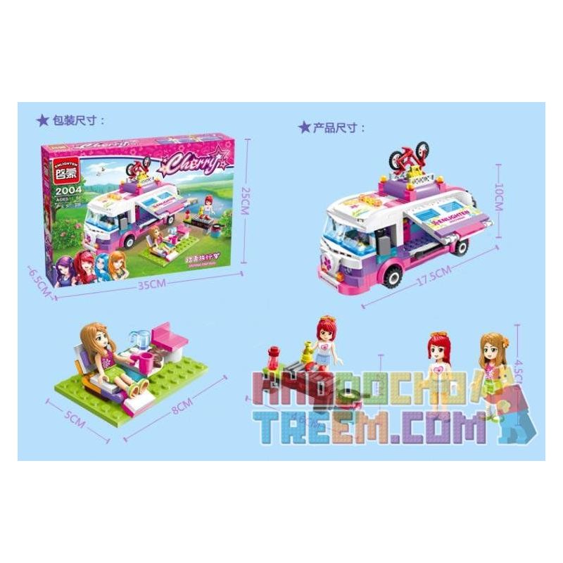 Enlighten 2004 Qman 2004 non  CUỘC DÃ NGOẠI BẰNG XE BUÝT bộ đồ chơi xếp lắp ráp ghép mô hình  CHERRY OUTING TRIP BUS Các Bạn Gái 319 khối