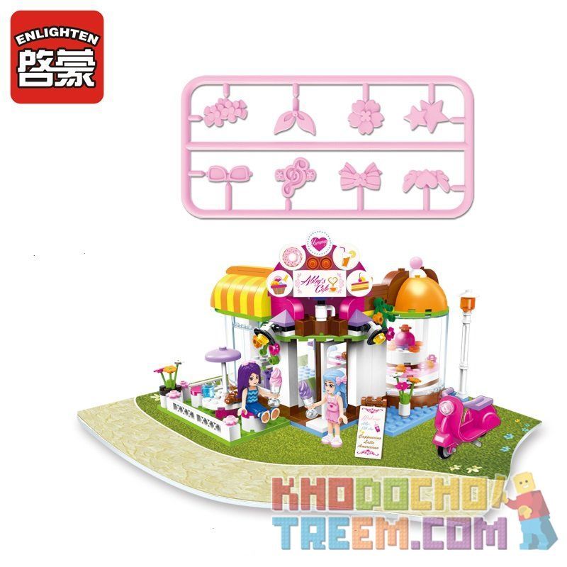 Enlighten 2003 Qman 2003 non  QUÁN CAFE CỦA ABBY bộ đồ chơi xếp lắp ráp ghép mô hình  CHERRY ABBY'S CAFE Các Bạn Gái 277 khối