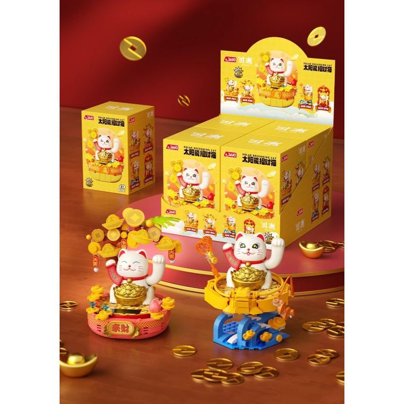 JAKI BK007 Solar Beckoning Cat Xếp hình lắp ráp ghép mô hình Mèo may mắn năng lượng mặt trời 4 loại