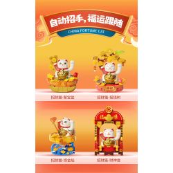 JAKI BK007 Solar Beckoning Cat Xếp hình lắp ráp ghép mô hình Mèo may mắn năng lượng mặt trời 4 loại