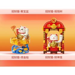 JAKI BK007 Solar Beckoning Cat Xếp hình lắp ráp ghép mô hình Mèo may mắn năng lượng mặt trời 4 loại