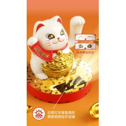 JAKI BK007 Solar Beckoning Cat Xếp hình lắp ráp ghép mô hình Mèo may mắn năng lượng mặt trời 4 loại