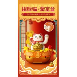 JAKI BK007 Solar Beckoning Cat Xếp hình lắp ráp ghép mô hình Mèo may mắn năng lượng mặt trời 4 loại