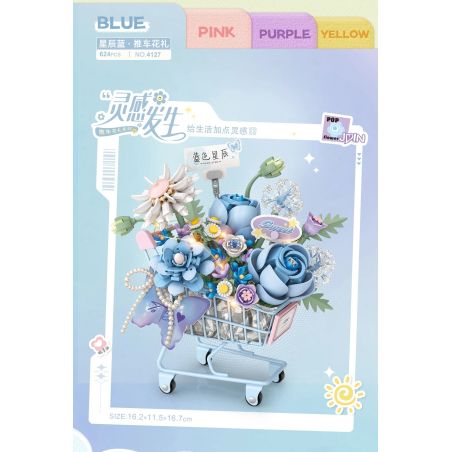 LOZ 4127 Xếp hình lắp ráp ghép mô hình Giỏ Hoa Quà Tặng Sao Xanh