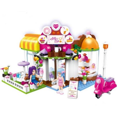 Enlighten 2003 Qman 2003 non  QUÁN CAFE CỦA ABBY bộ đồ chơi xếp lắp ráp ghép mô hình  CHERRY ABBY'S CAFE Các Bạn Gái 277 khối
