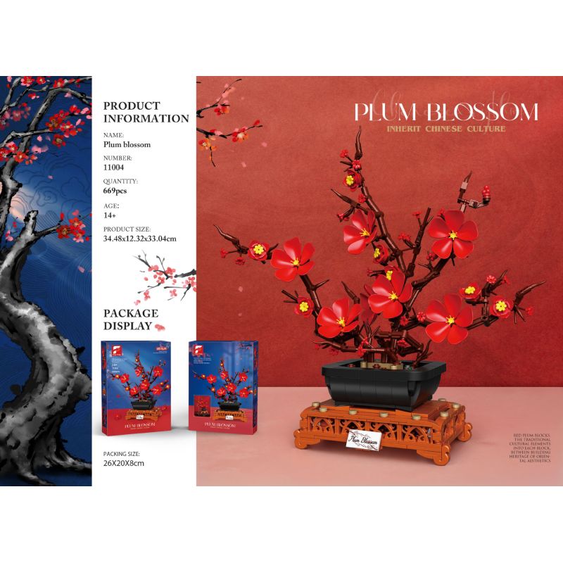 Free Tribe 11004 Plum Blossom Xếp hình lắp ráp ghép mô hình quả mận