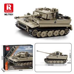 Reobrix 77031 Tiger Ⅰ Xếp hình lắp ráp ghép mô hình Thế giới xe tăng: Xe tăng hạng nặng Tiger 1:28