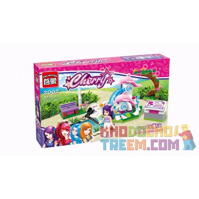 Enlighten 2002 Qman 2002 non  ĐÀI PHUN NƯỚC CÁ HEO bộ đồ chơi xếp lắp ráp ghép mô hình  CHERRY DOLPHN TREVI FOUNTAIN Các Bạn Gái 109 khối