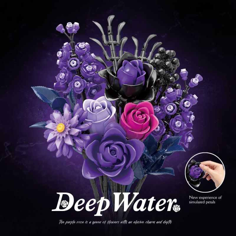 No license KK20008 Deep Water Xếp hình lắp ráp ghép mô hình Lời thì thầm hoa hồng tím