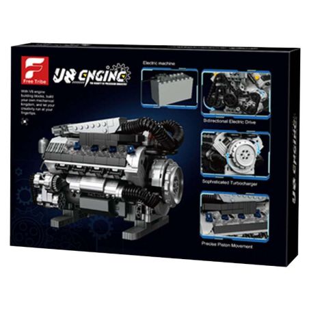 Free Tribe 36303 V8 Engine Xếp hình lắp ráp ghép mô hình Động cơ V8