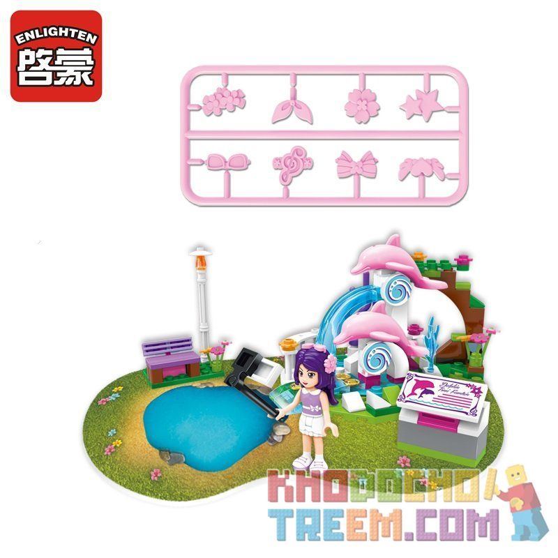 Enlighten 2002 Qman 2002 non  ĐÀI PHUN NƯỚC CÁ HEO bộ đồ chơi xếp lắp ráp ghép mô hình  CHERRY DOLPHN TREVI FOUNTAIN Các Bạn Gái 109 khối