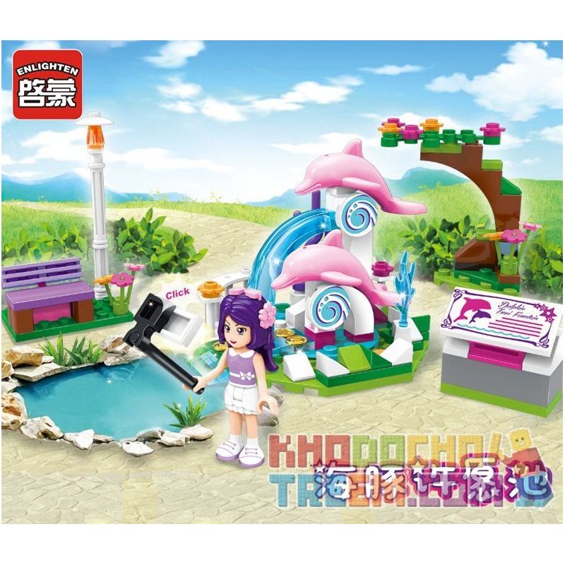 Enlighten 2002 Qman 2002 non  ĐÀI PHUN NƯỚC CÁ HEO bộ đồ chơi xếp lắp ráp ghép mô hình  CHERRY DOLPHN TREVI FOUNTAIN Các Bạn Gái 109 khối