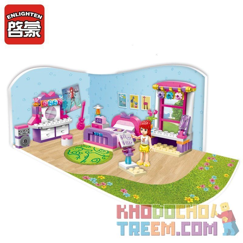 Enlighten 2001 Qman 2001 non  PHÒNG NGỦ CỦA CHERRY bộ đồ chơi xếp lắp ráp ghép mô hình  CHERRY CHERRY'S BEDROOM Các Bạn Gái 124 khối