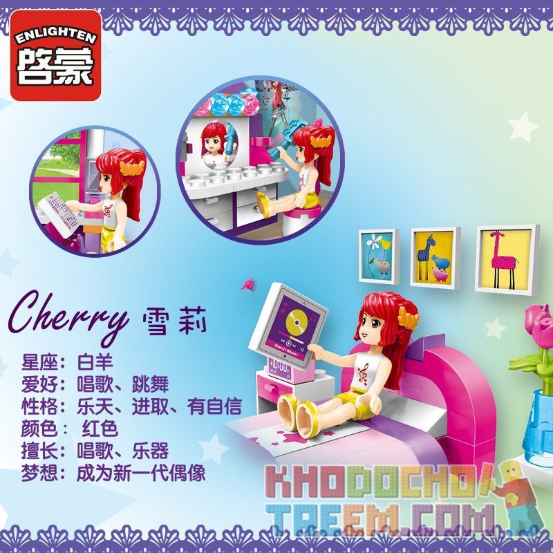 Enlighten 2001 Qman 2001 non  PHÒNG NGỦ CỦA CHERRY bộ đồ chơi xếp lắp ráp ghép mô hình  CHERRY CHERRY'S BEDROOM Các Bạn Gái 124 khối