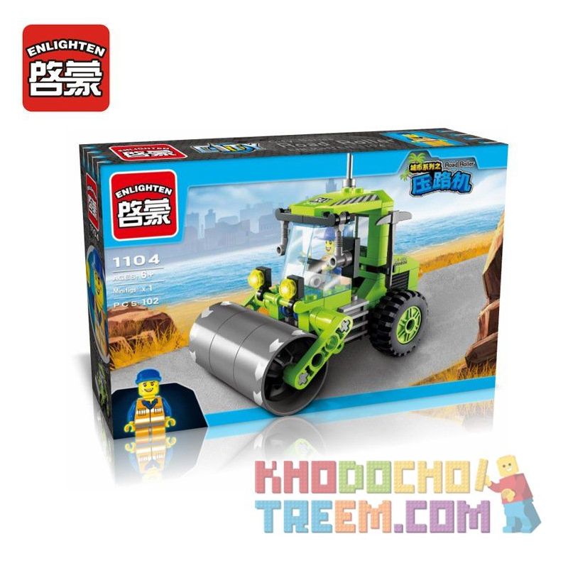 Enlighten 1104 Qman 1104 non  XE LU bộ đồ chơi xếp lắp ráp ghép mô hình City ROAD ROLLER Thành Phố 102 khối Enlighten 1104 Qman 1104 non  XE LU bộ đồ chơi xếp lắp ráp ghép mô hình City ROAD ROLLER Thành Phố 102 khối