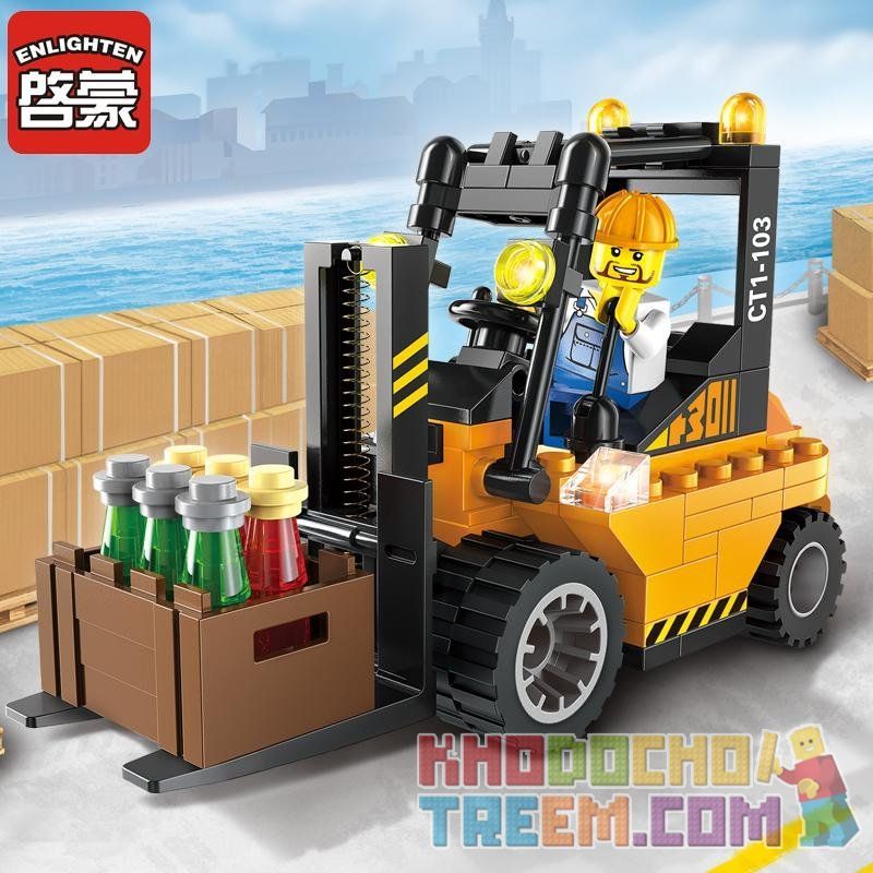 Enlighten 1103 Qman 1103 non  XE NÂNG HÀNG bộ đồ chơi xếp lắp ráp ghép mô hình City FORKLIFT Thành Phố 115 khối Enlighten 1103 Qman 1103 non  XE NÂNG HÀNG bộ đồ chơi xếp lắp ráp ghép mô hình City FORKLIFT Thành Phố 115 khối