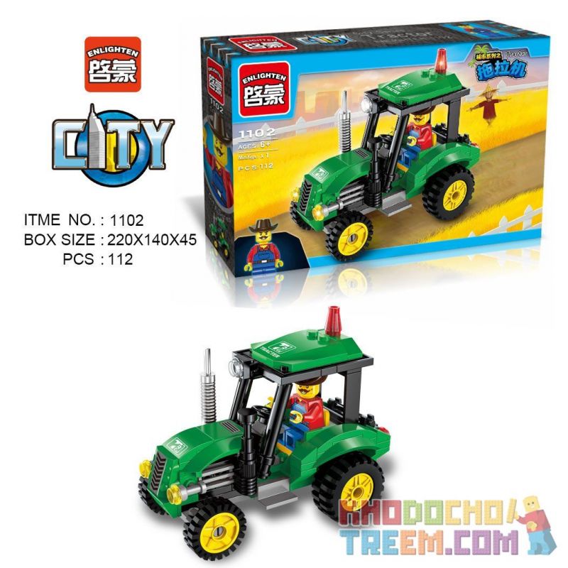 Enlighten 1102 Qman 1102 non  MÁY KÉO bộ đồ chơi xếp lắp ráp ghép mô hình City TRACTOR Thành Phố 112 khối Enlighten 1102 Qman 1102 non  MÁY KÉO bộ đồ chơi xếp lắp ráp ghép mô hình City TRACTOR Thành Phố 112 khối