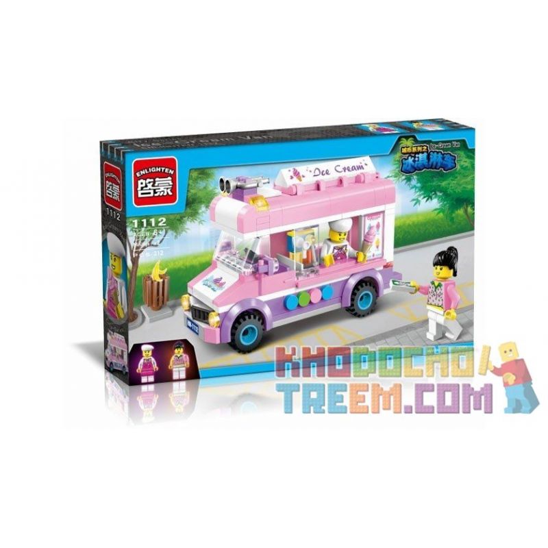 ENLIGHTEN 1112 non  XE BÁN KEM LƯU ĐỘNG bộ đồ chơi xếp lắp ráp ghép mô hình City ICE-CREAM VAN Thành Phố 213 khối