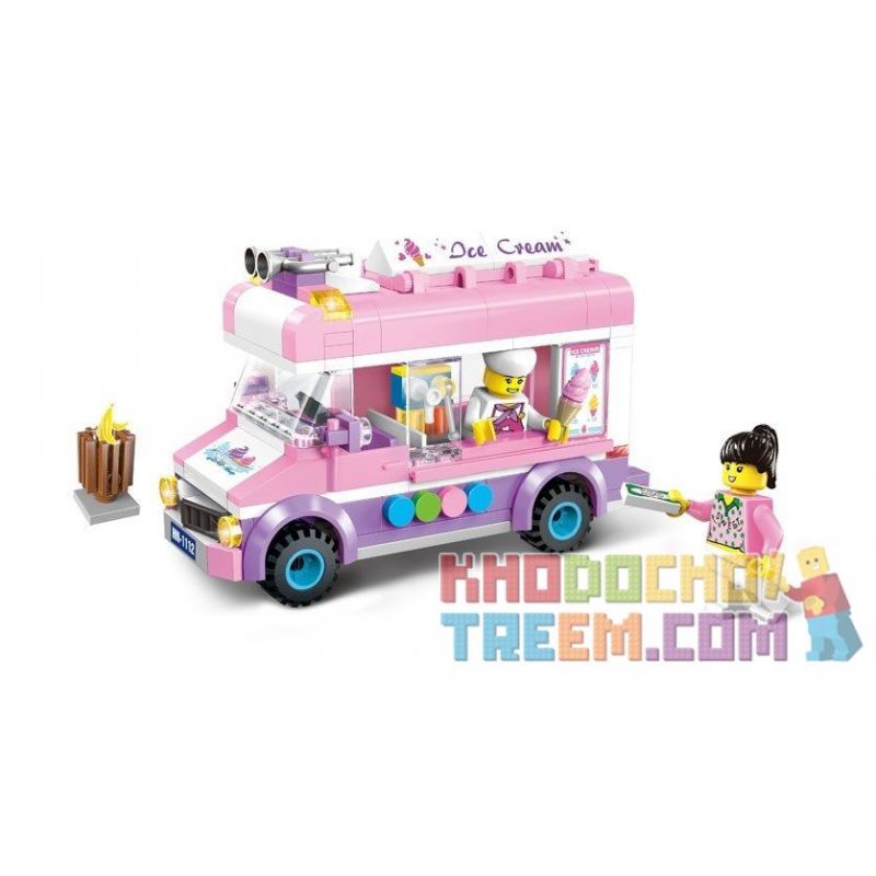 Enlighten 1112 Qman 1112 Xếp hình kiểu Lego CITY Ice-Cream Van Mobile Ice Cream Truck Xe Bán Kem Lưu động 213 khối