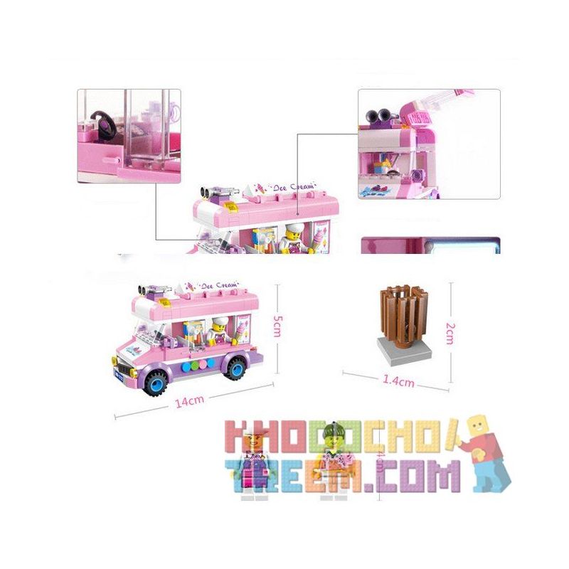 ENLIGHTEN 1112 non  XE BÁN KEM LƯU ĐỘNG bộ đồ chơi xếp lắp ráp ghép mô hình City ICE-CREAM VAN Thành Phố 213 khối