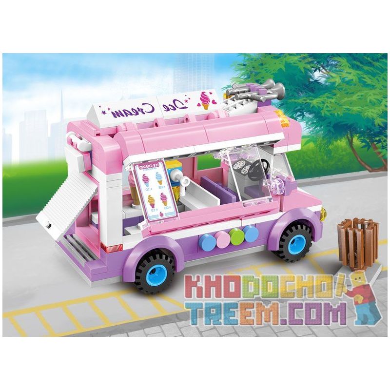 ENLIGHTEN 1112 non  XE BÁN KEM LƯU ĐỘNG bộ đồ chơi xếp lắp ráp ghép mô hình City ICE-CREAM VAN Thành Phố 213 khối