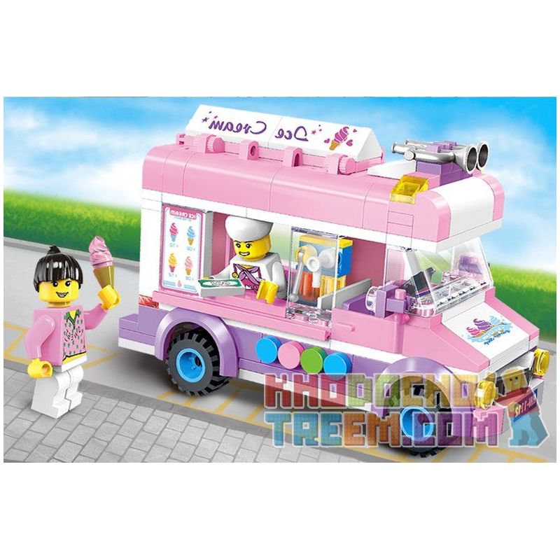 ENLIGHTEN 1112 non  XE BÁN KEM LƯU ĐỘNG bộ đồ chơi xếp lắp ráp ghép mô hình City ICE-CREAM VAN Thành Phố 213 khối