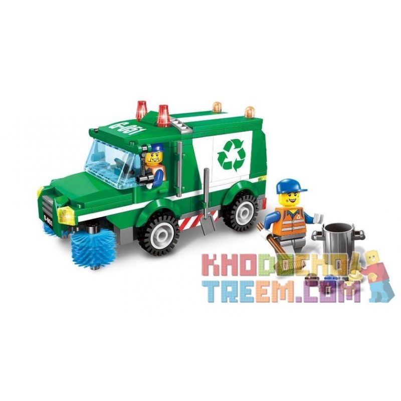 Enlighten 1111 Qman 1111 non Lego XE THU GOM RÁC bộ đồ chơi xếp lắp ráp ghép mô hình City GARBAGE TRUCK Thành Phố 198 khối