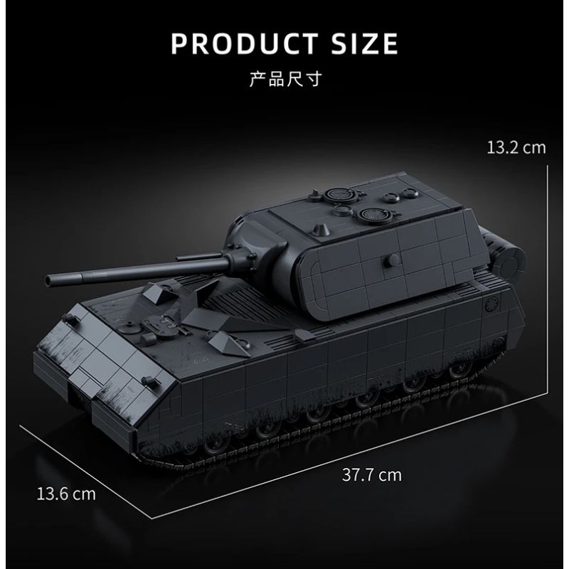 12GO 97016 Panzer VII Maus Xếp hình lắp ráp ghép mô hình Xe tăng siêu nặng Maus 1:28
