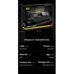 12GO 97016 Panzer VII Maus Xếp hình lắp ráp ghép mô hình Xe tăng siêu nặng Maus 1:28