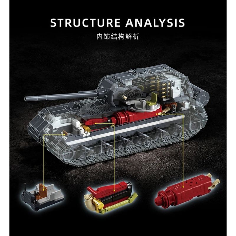 12GO 97016 Panzer VII Maus Xếp hình lắp ráp ghép mô hình Xe tăng siêu nặng Maus 1:28
