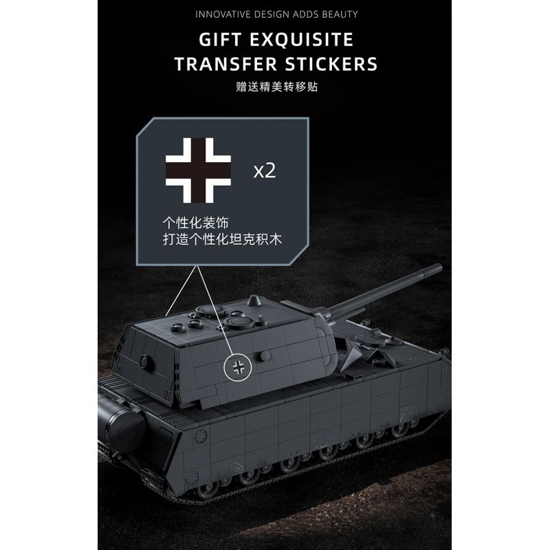 12GO 97016 Panzer VII Maus Xếp hình lắp ráp ghép mô hình Xe tăng siêu nặng Maus 1:28