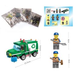 Enlighten 1111 Qman 1111 non  XE THU GOM RÁC bộ đồ chơi xếp lắp ráp ghép mô hình City GARBAGE TRUCK Thành Phố 198 khối