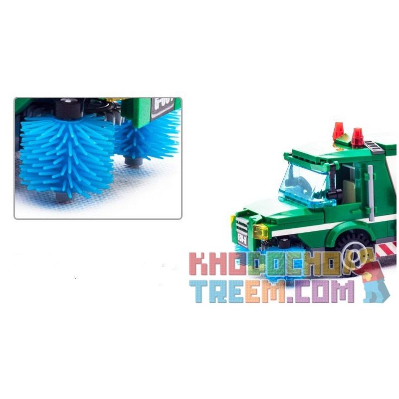 Enlighten 1111 Qman 1111 non  XE THU GOM RÁC bộ đồ chơi xếp lắp ráp ghép mô hình City GARBAGE TRUCK Thành Phố 198 khối