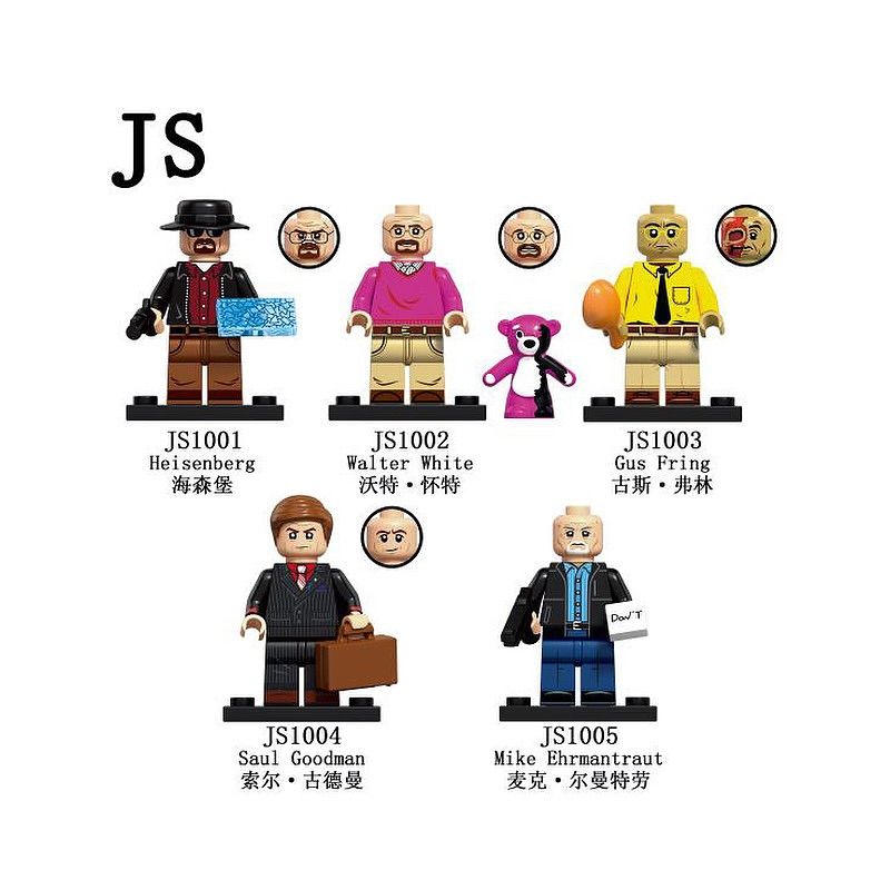 JS JS1001 JS JS1002 JS JS1003 JS JS1004 JS JS1005 Xếp hình lắp ráp ghép mô hình Breaking Bad 5 nhân vật nhỏ