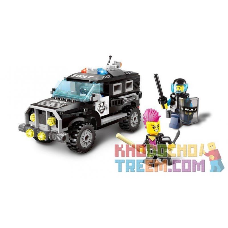 ENLIGHTEN 1110 non Lego Ô TÔ CẢNH SÁT ĐẶC NHIÊM bộ đồ chơi xếp lắp ráp ghép mô hình City SWAT SUV Thành Phố 185 khối